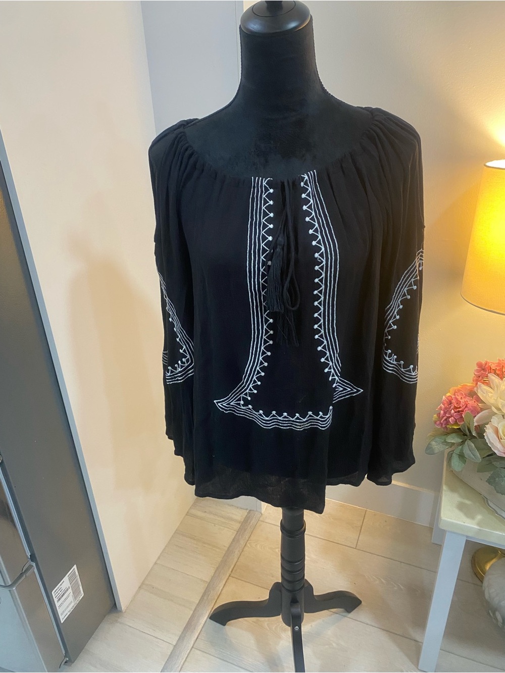 Elan Black Lightweight Sheer Top